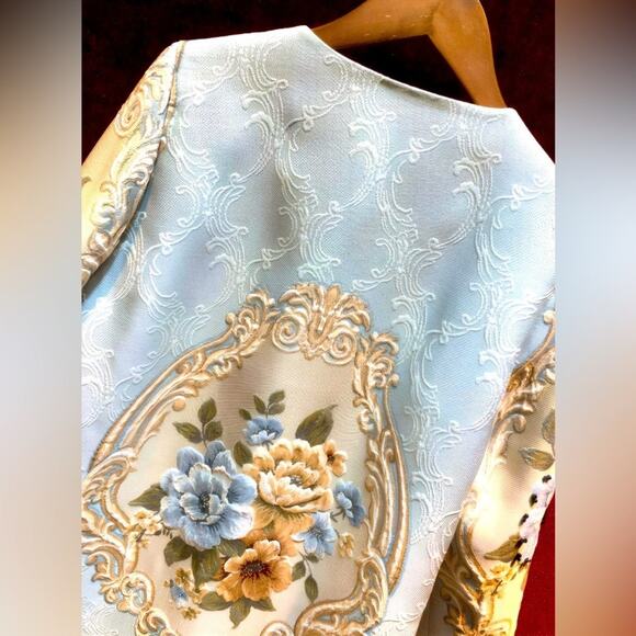 French Jacquard Coat w/3D Beaded Embellishment, Chanel Garment Bag & Hanger, EUC - Picture 9 of 14